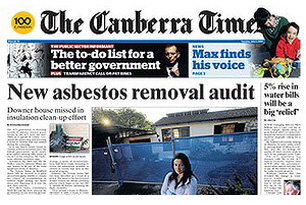 Canberra Times front page