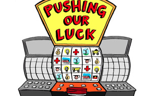 pushing our luck cover design, detail