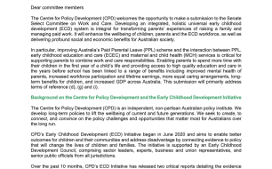 Senate Select Committee on Work and Care Submission - Centre for Policy Development