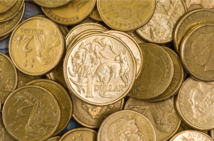 Pile of Australian dollar coins