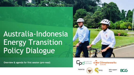 Cover of a slide deck featuring Anthony Albanese and Joko Widodo riding bikes