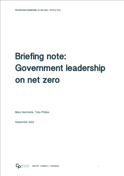 Government Leadership on Net Zero Briefing Note Cover