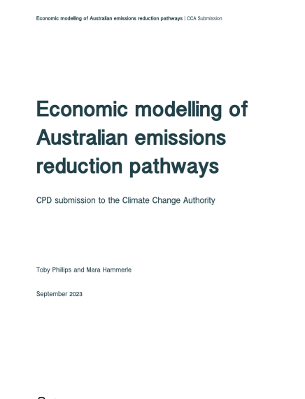 Cover of briefing note Economic modelling of Australian emissions reduction pathways